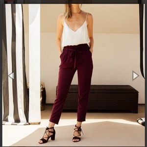 Elastic Waist Plus Size Paperbag Cropped Pants